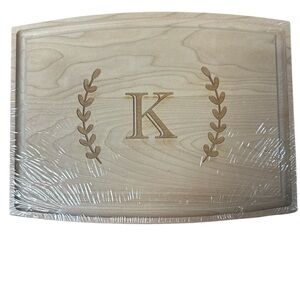 Monogrammed Wooden Cutting Board letter “K” 12x9 NIP